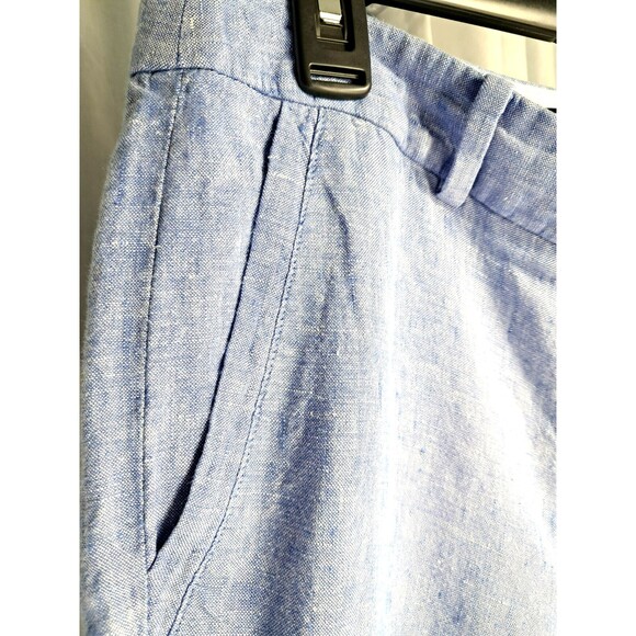 100% Linen Talbots Slim Ankle Blue Chambray Pants 6 - Picture 10 of 12